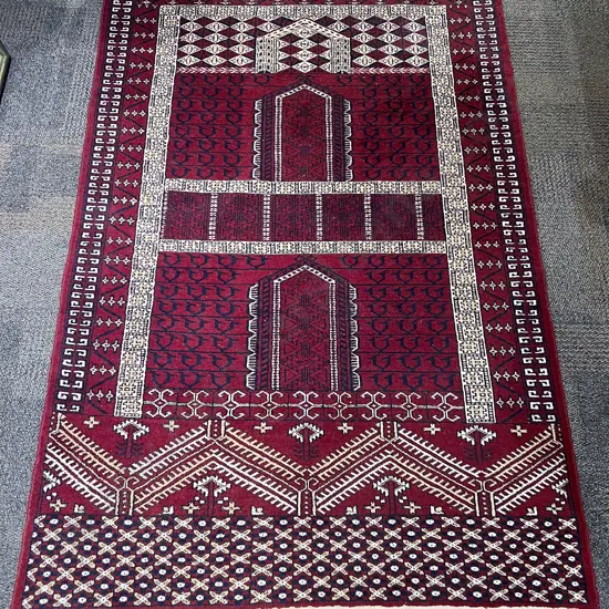 Turkmen Floor Rug on Red Ground