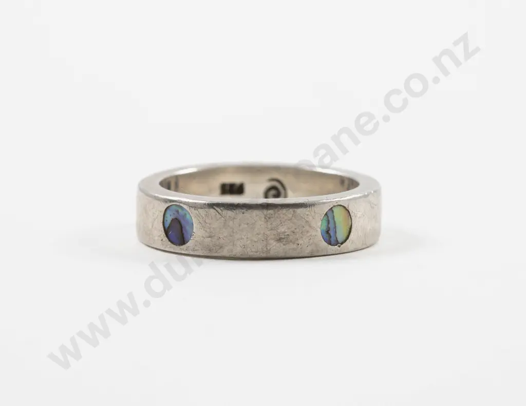 Unidentified NZ Jeweller S/S and Paua Band Ring Image 1++