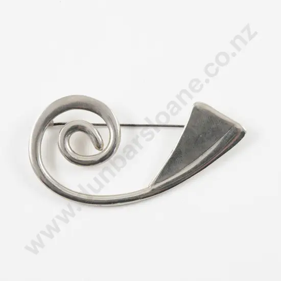 Unidentified NZ Jeweller S/S Koru Style Brooch