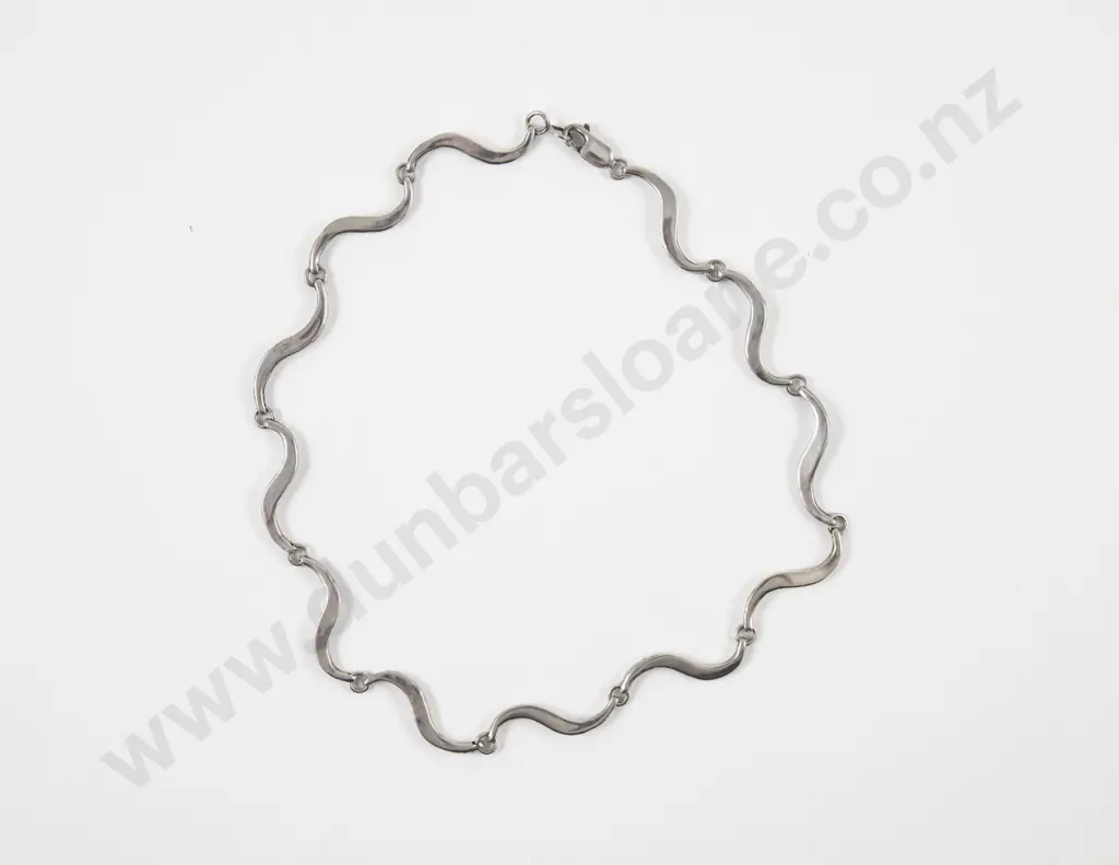 Unidentified NZ Jeweller S/S Modernist Fancy Link Neck Chain Image 1++