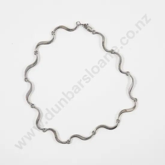 Unidentified NZ Jeweller S/S Modernist Fancy Link Neck Chain