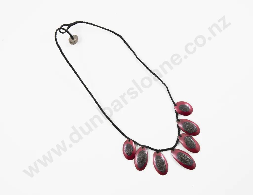 Unidentified NZ Jeweller Oxidised Seven Pendant Drop Necklace Image 1++