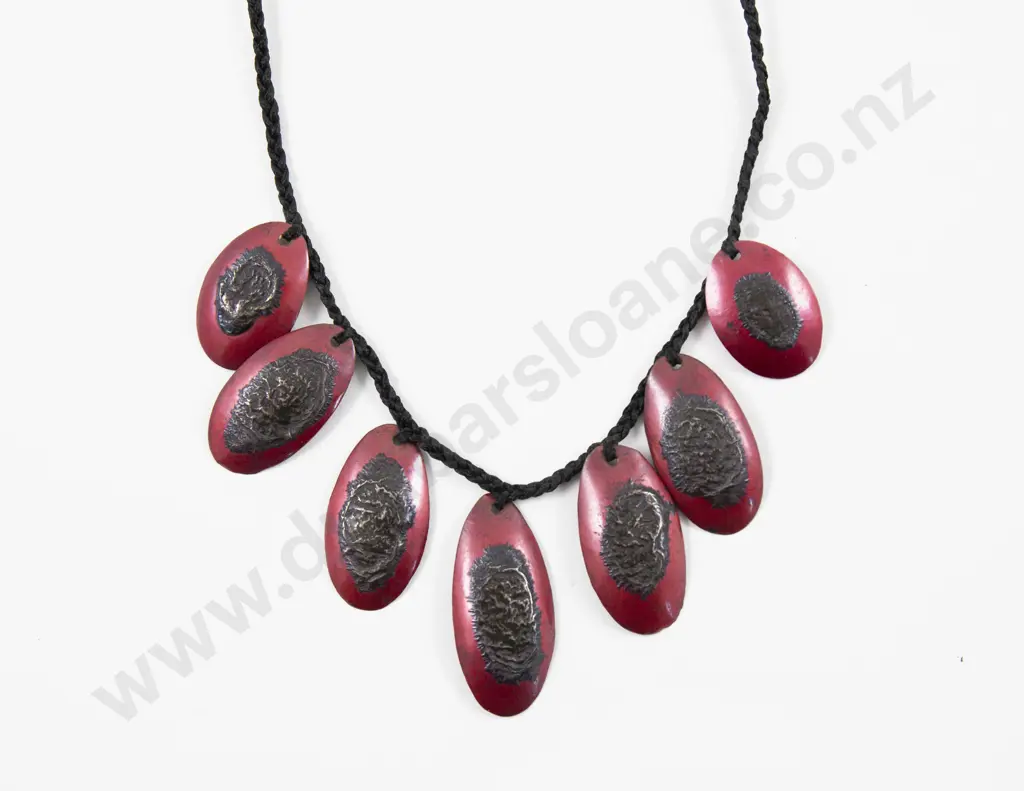 Unidentified NZ Jeweller Oxidised Seven Pendant Drop Necklace Image 1++