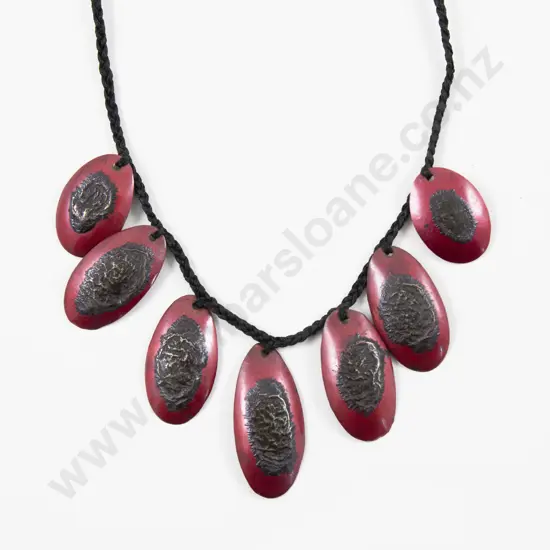 Unidentified NZ Jeweller Oxidised Seven Pendant Drop Necklace
