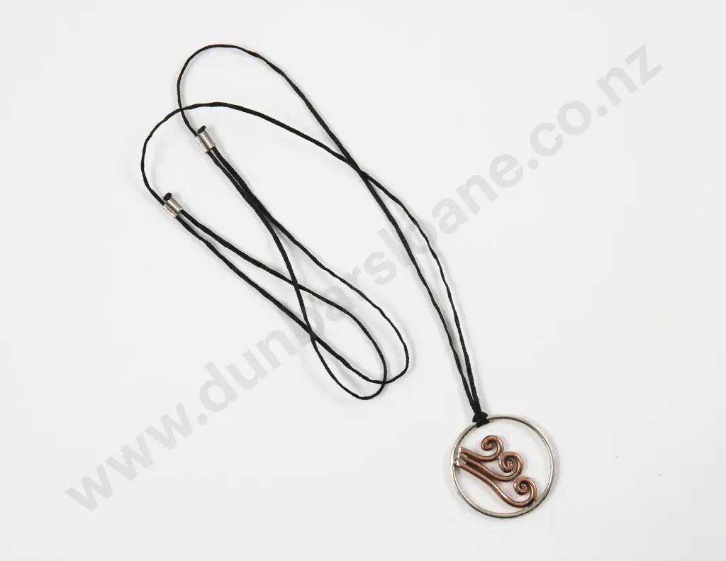 S/S and Gold Plated Circular Koru Pendant Image 1++