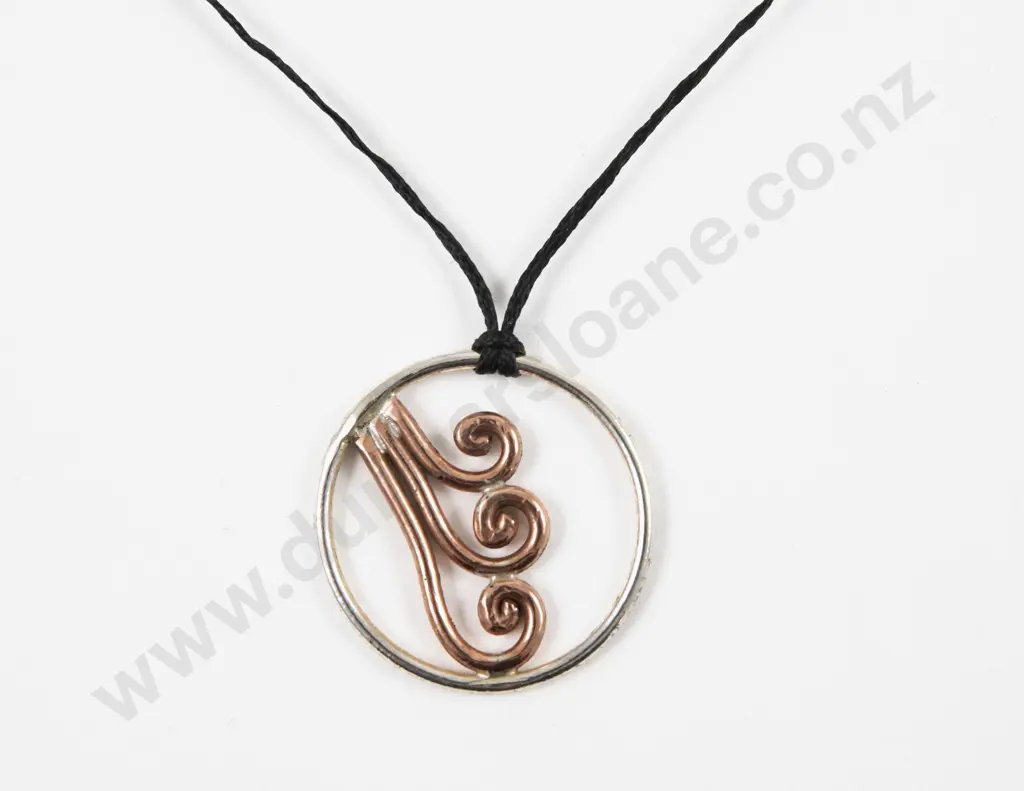 S/S and Gold Plated Circular Koru Pendant Image 1++