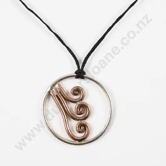 S/S and Gold Plated Circular Koru Pendant