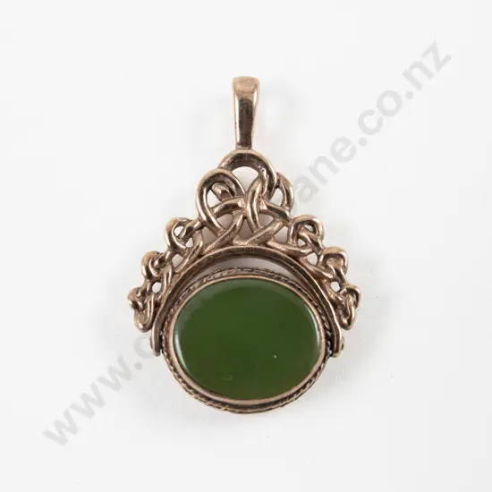 Gold Plated Greenstone Swivel Pendant