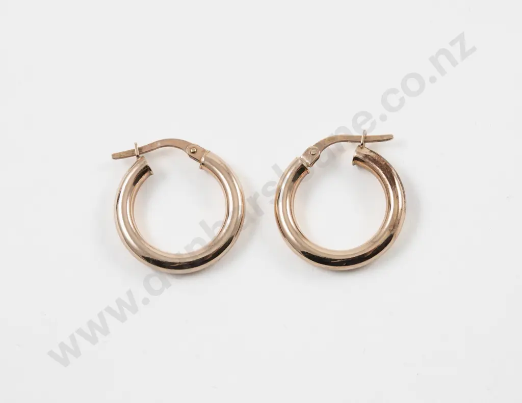 Pair 9ct Hoop Earrings Image 1++