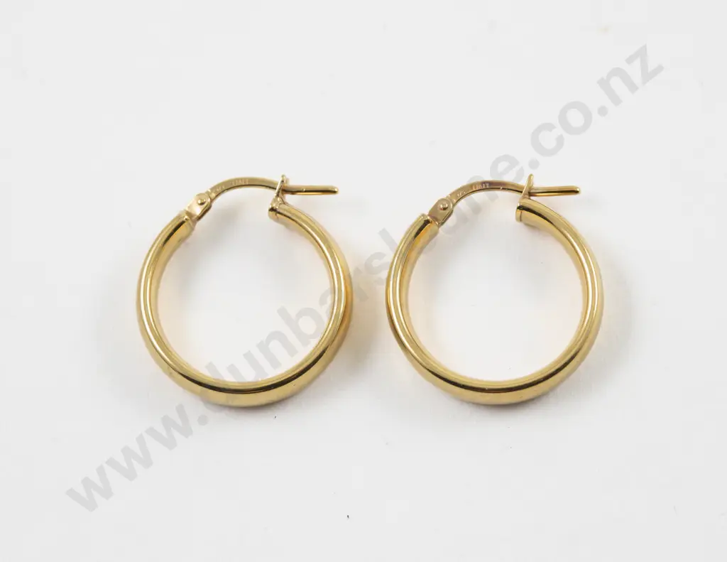 Pair 9ct Hoop Earrings Image 1++