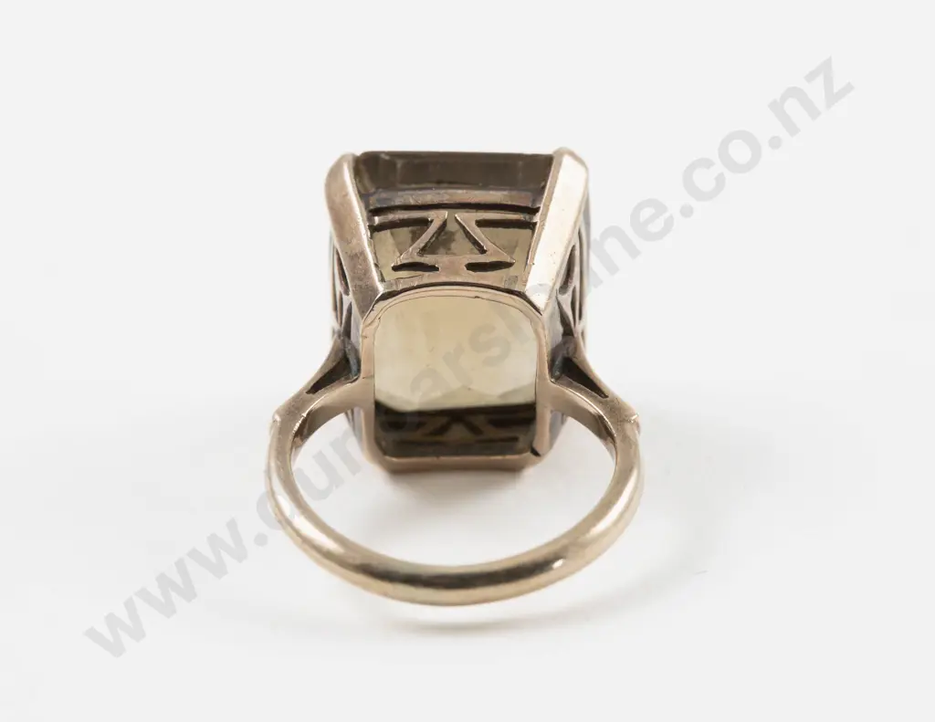 9ct Single Smoky Quartz Dress Ring Image 1++
