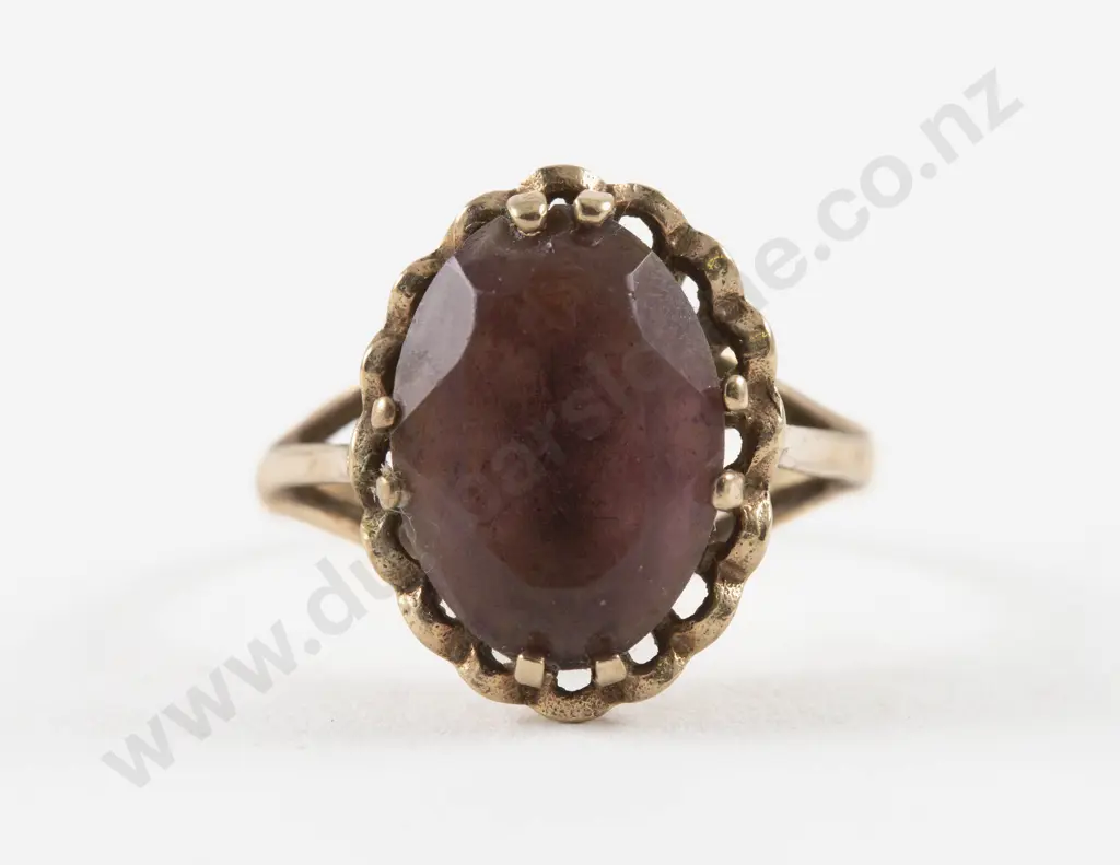 9ct Single Stone Amethyst Ring Image 1++