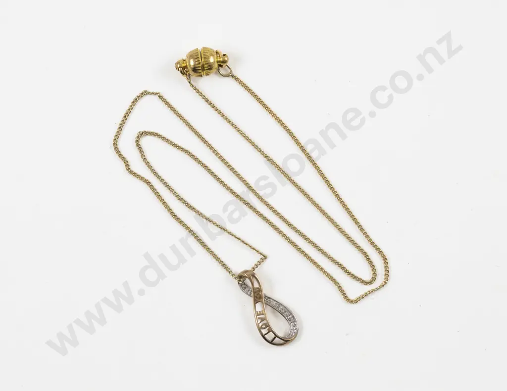 9ct Yellow and White Gold 'I Love You' Pendant Image 1++