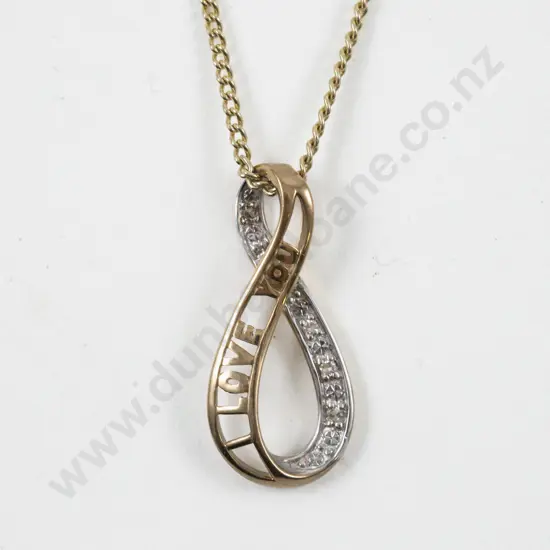 9ct Yellow and White Gold 'I Love You' Pendant