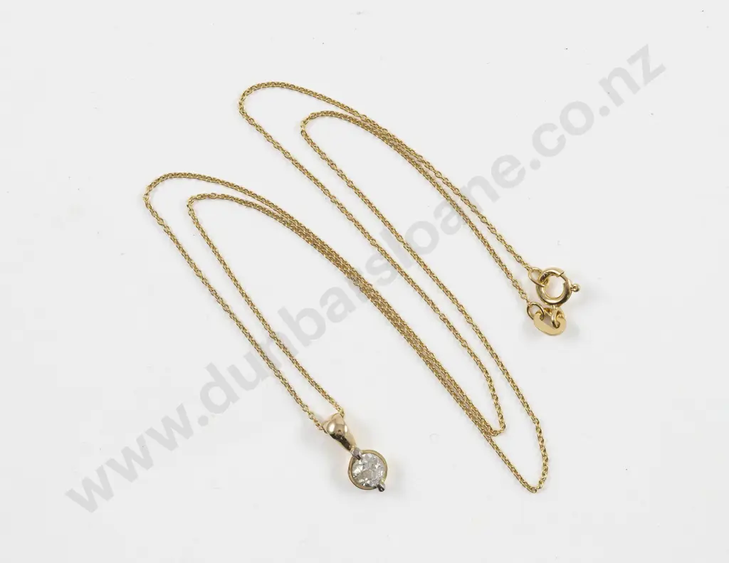 18ct Single Stone Dimaond Pendant Image 1++