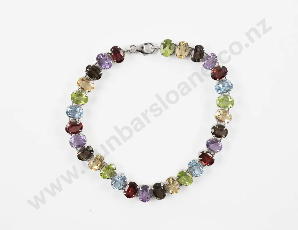 S/S 29Stone Multi-Gem Bracelet Image 1++