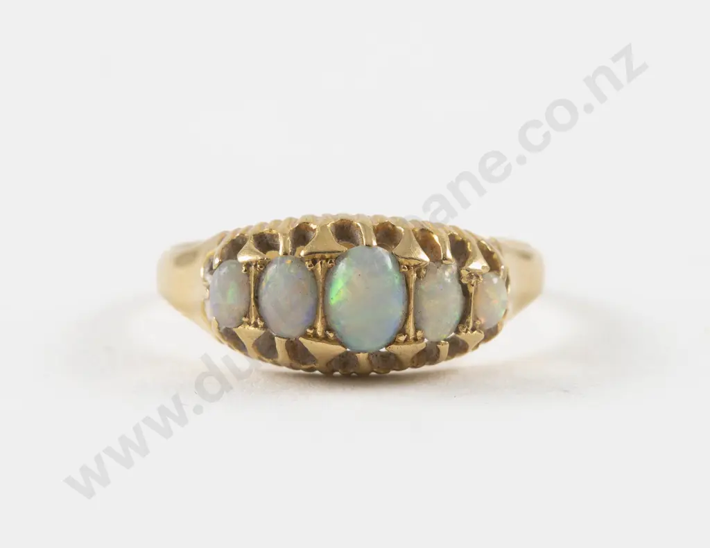 18ct Five Stone Opal Bridge Ring Image 1++