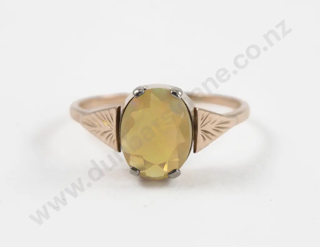 9ct Rose Gold Single Opal Ring Image 1++