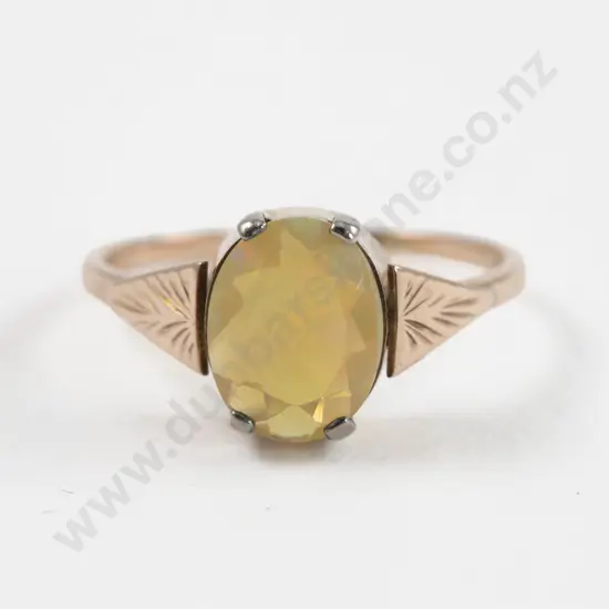 9ct Rose Gold Single Opal Ring
