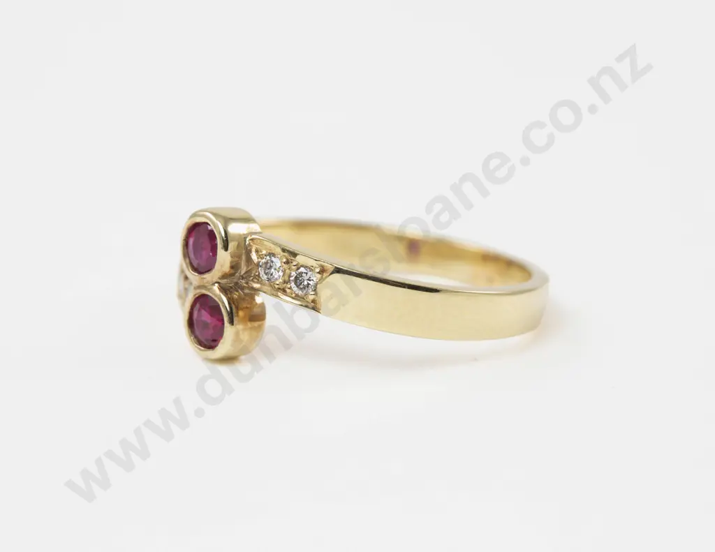 14ct Six Stone Diamond and Ruby Ring Image 1++