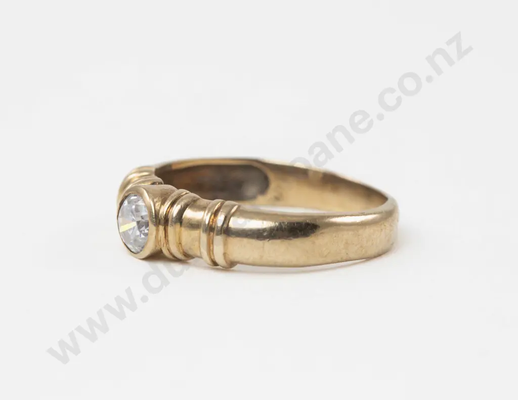 9ct Single Stone Cubic Zirconia Fancy Band Ring Image 1++