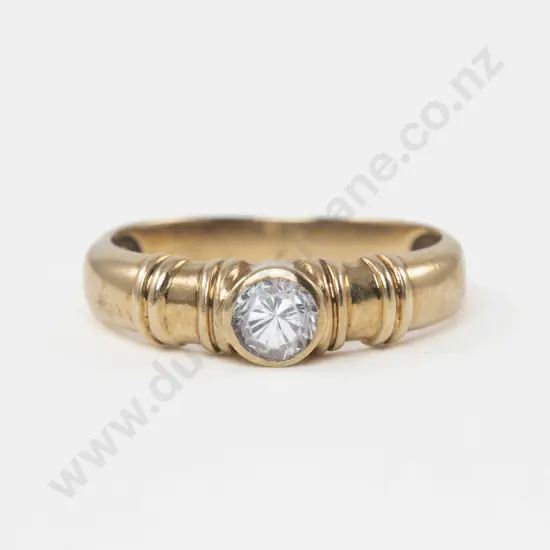 9ct Single Stone Cubic Zirconia Fancy Band Ring