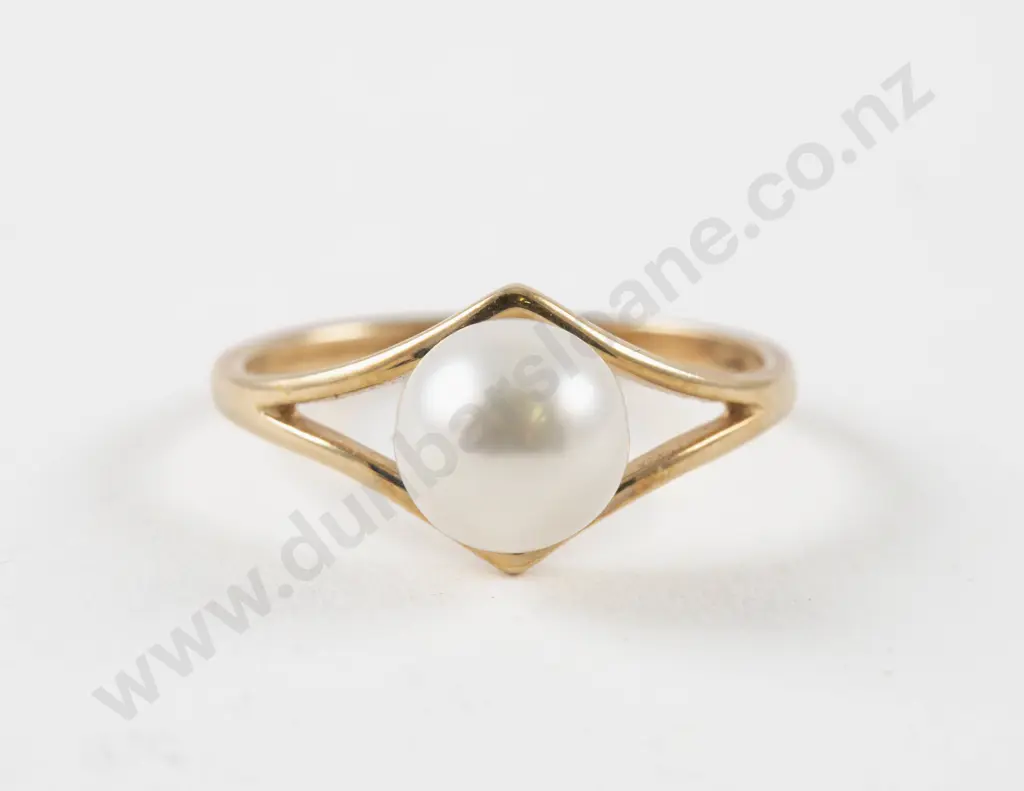 14ct Single Cultured Pearl Ring Image 1++