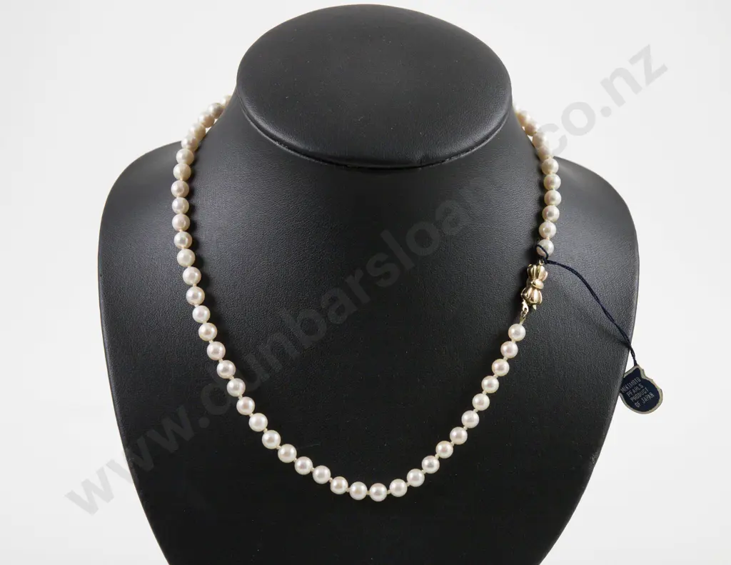 Mikimoto Single Strand Uniform Cultured Pearl Necklace Image 1++