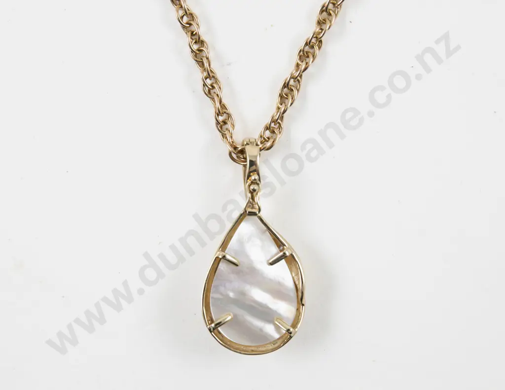 9ct Single Mabe Pearl and Diamond Pendant Image 1++