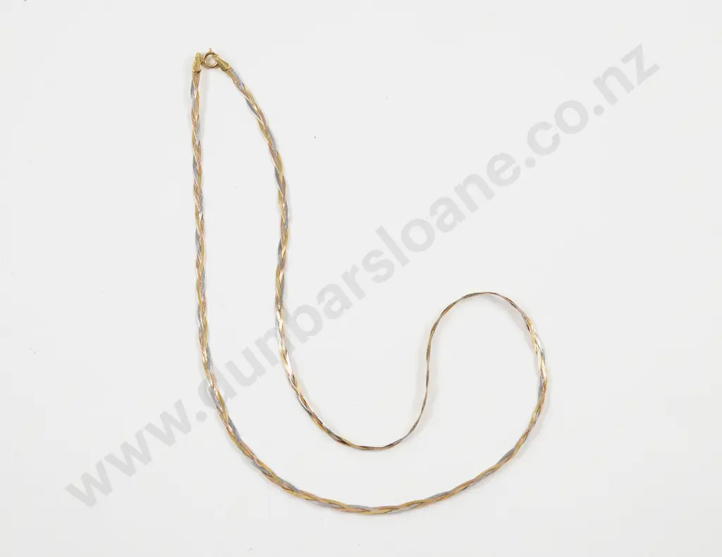 18ct Tri-Colour Flat Link Neck Chain Image 1++