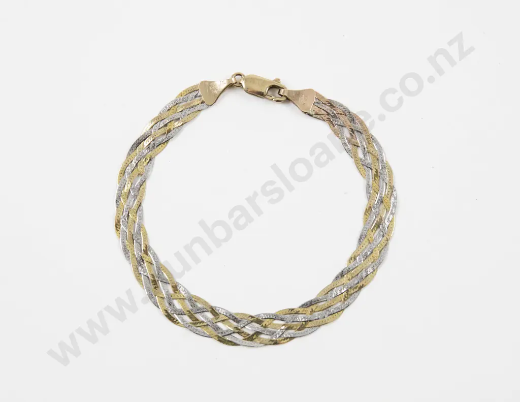 9ct Yellow and White Gold Fancy Link Bracelet Image 1++