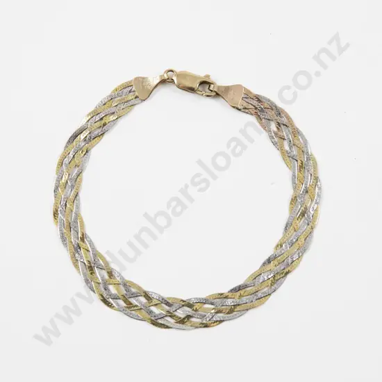 9ct Yellow and White Gold Fancy Link Bracelet