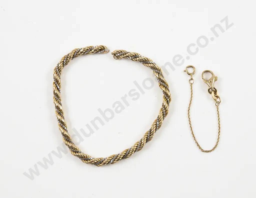 9ct Yellow and White Gold Fancy Link Bracelet Image 1++