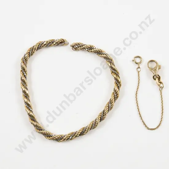 9ct Yellow and White Gold Fancy Link Bracelet