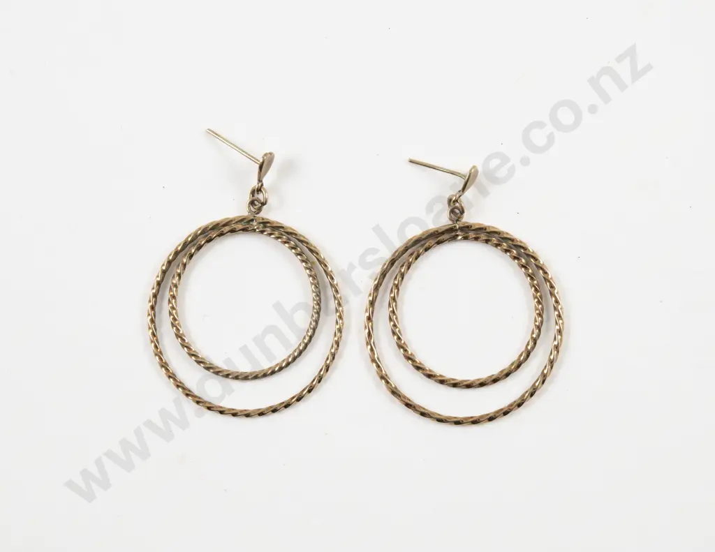 Pair 9ct Double Hoop Earrings Image 1++