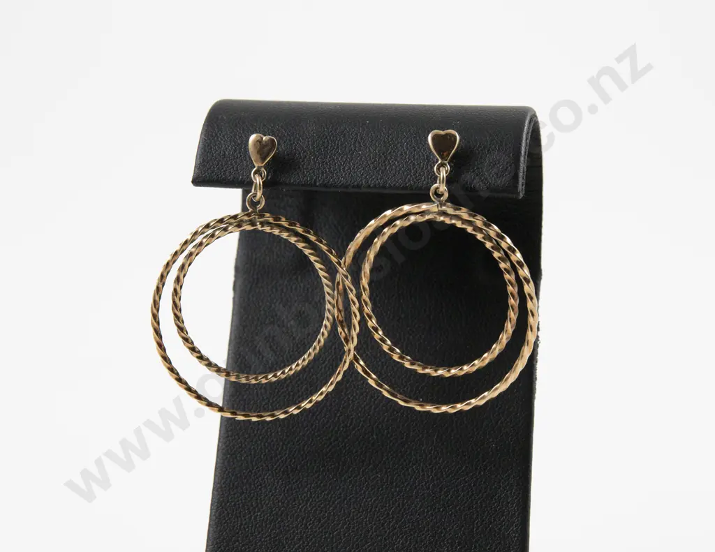Pair 9ct Double Hoop Earrings Image 1++