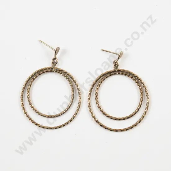 Pair 9ct Double Hoop Earrings