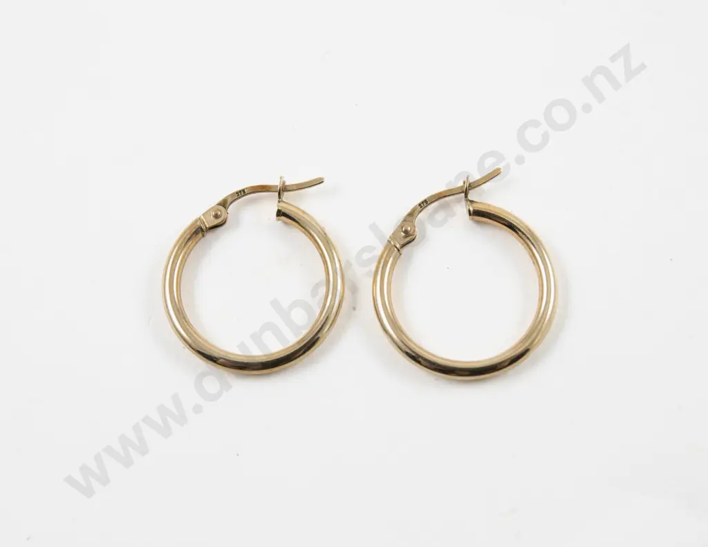 Pair 9ct Hoop Earrings Image 1++