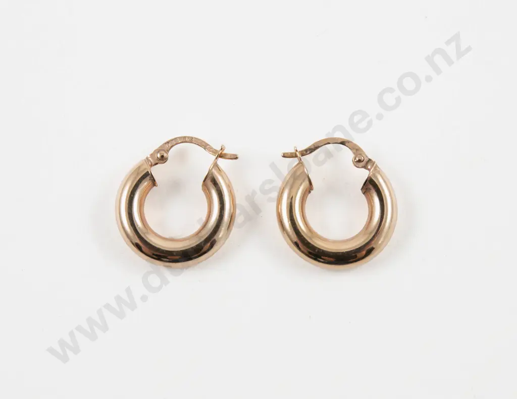 Pair 9ct Hoop Earrings Image 1++