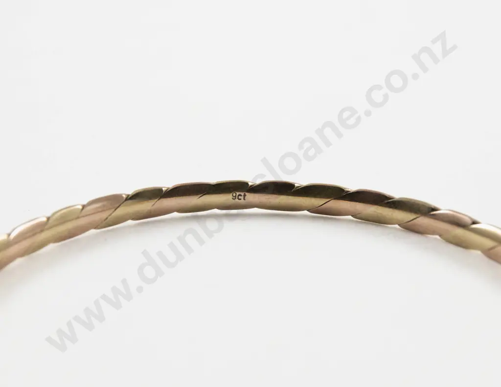 9ct Yellow and Rose Gold Twist Bangle Image 1++