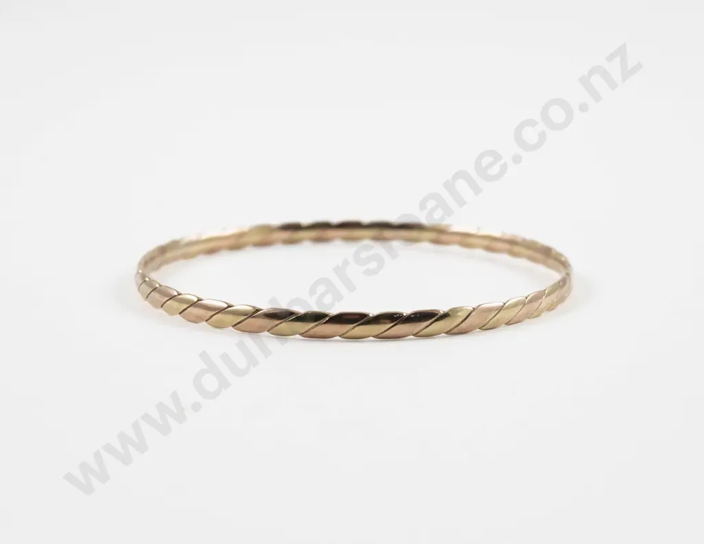 9ct Yellow and Rose Gold Twist Bangle Image 1++