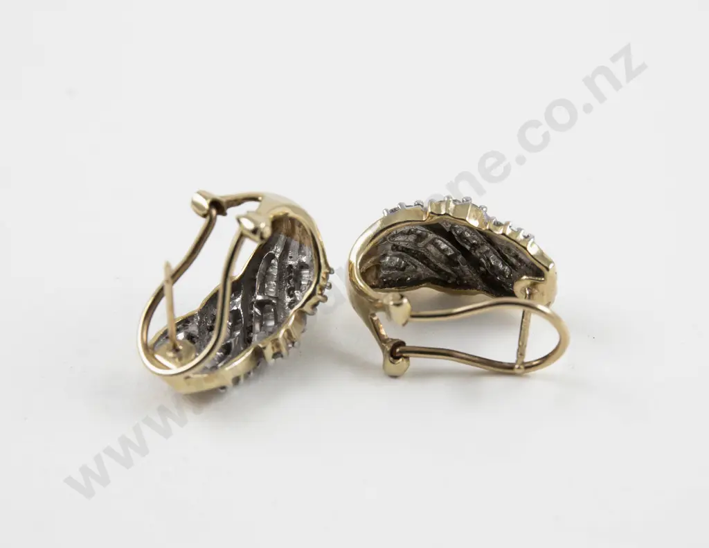 Pair 9ct 58Stone Diamond Earrings Image 1++