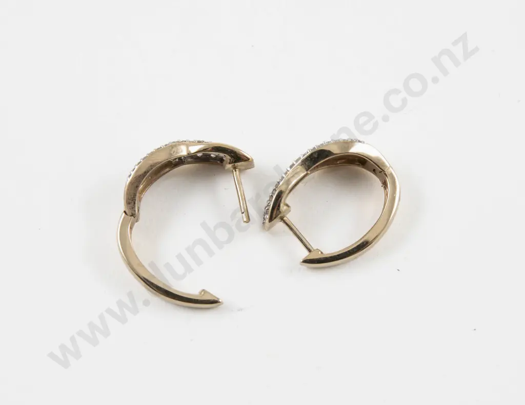 Pair 10ct 43Stone Diamond Swirl Design Earrings Image 1++