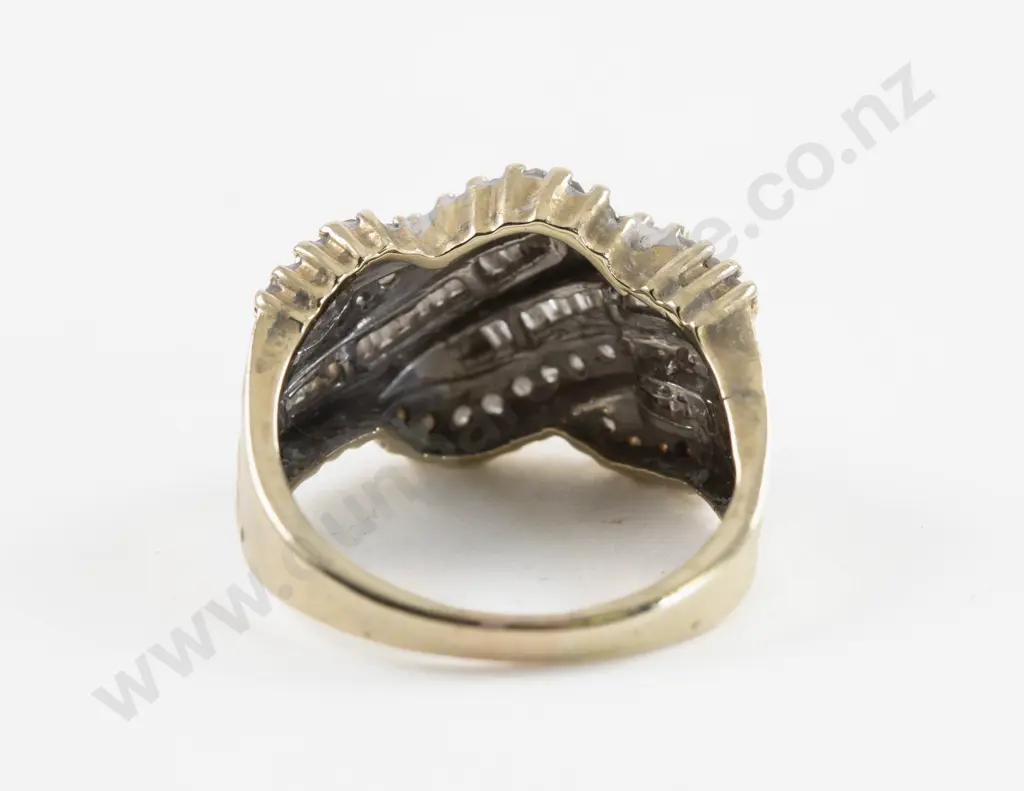 14ct 85Stone Diamond Cluster Fancy Band Ring Image 1++
