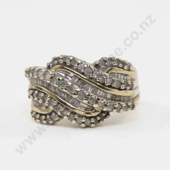 14ct 85Stone Diamond Cluster Fancy Band Ring