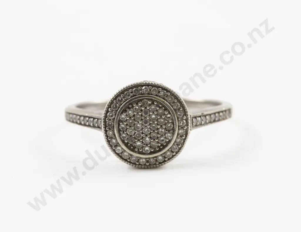 9ct White Gold 73Stone Diamond Cluster Ring Image 1++