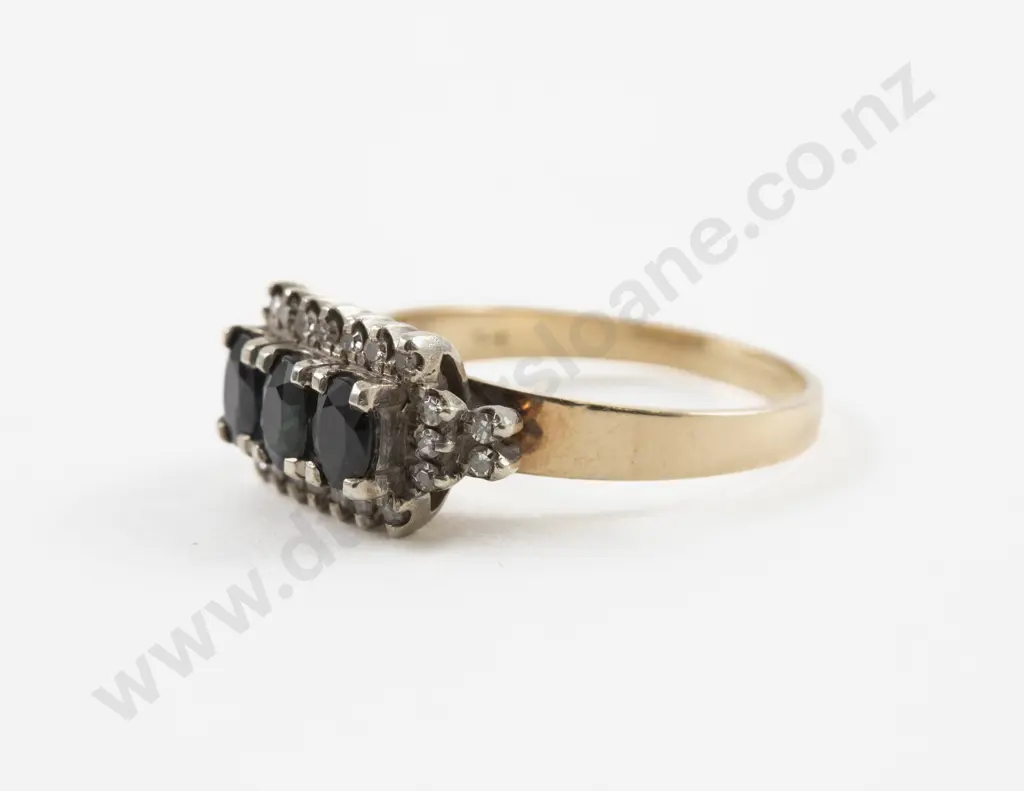 9ct 27Stone Diamond and Sapphire Dress Ring Image 1++