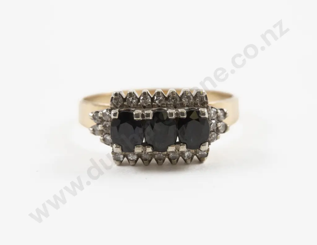 9ct 27Stone Diamond and Sapphire Dress Ring Image 1++