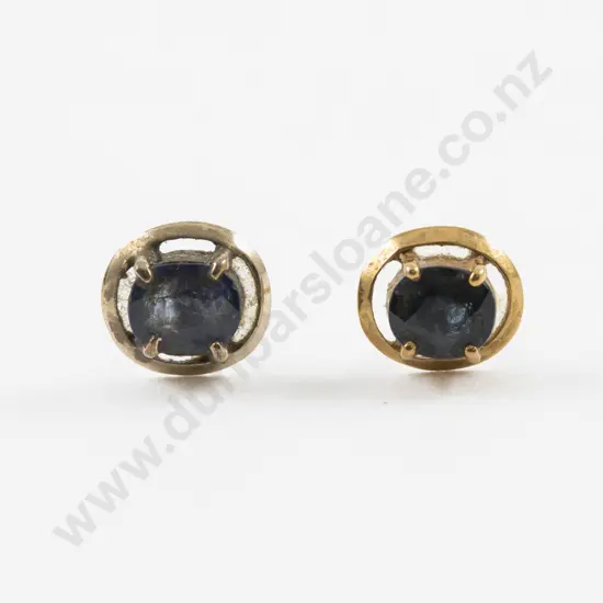 Pair 9ct Single Stone Sapphire Stud Earrings