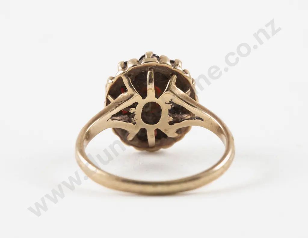 9ct Eleven Stone Garnet Cluster Ring Image 1++